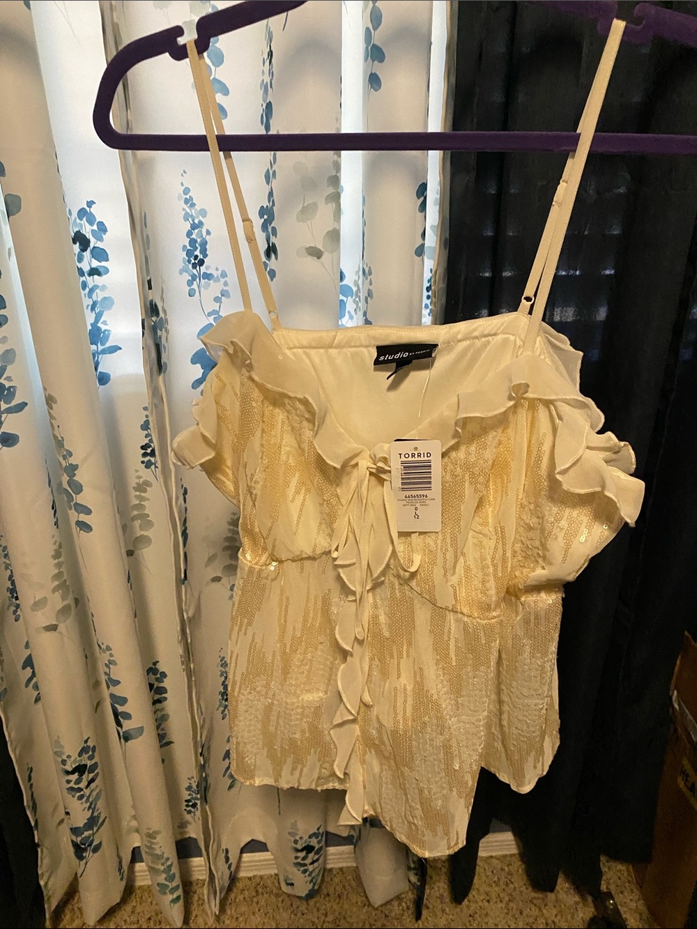 torrid cream ruffle tie-front camisole